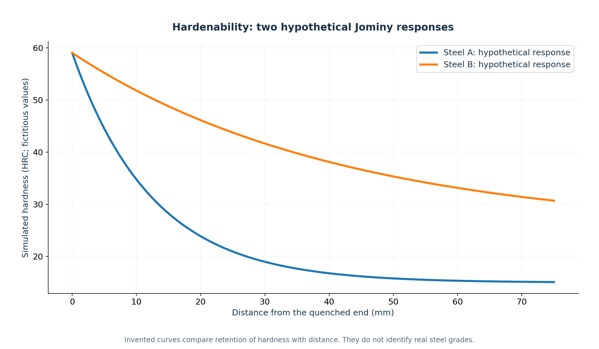Hardenability: two hypothetical Jominy responses